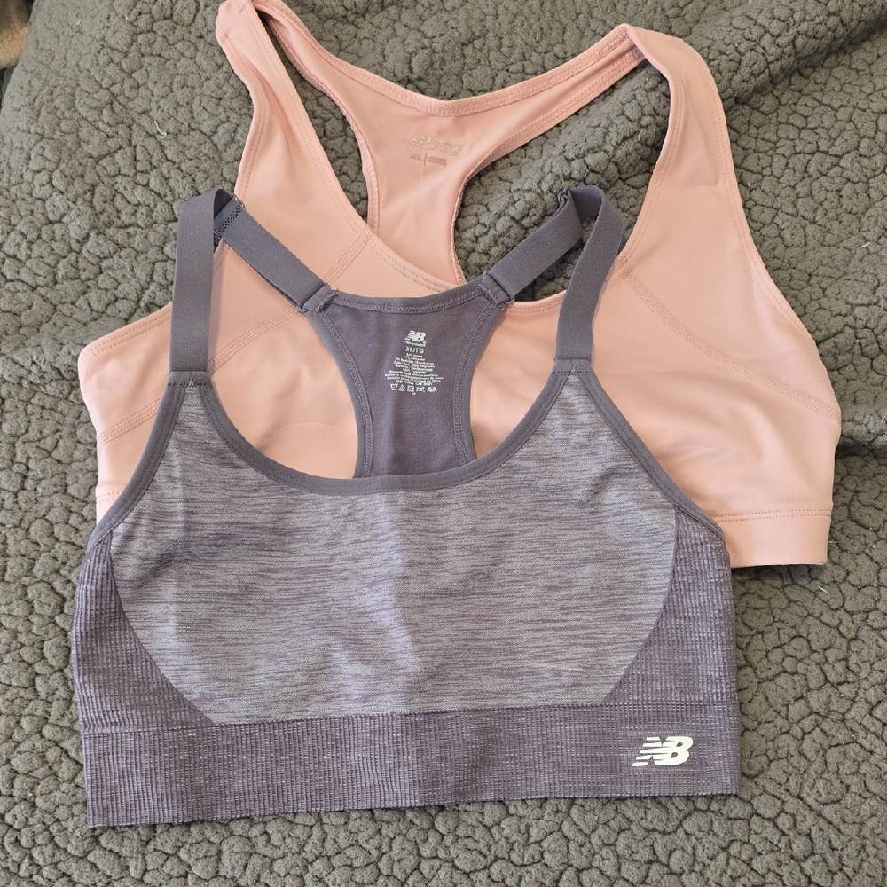 New Balance Pink and Gray Sports Bras Intimates